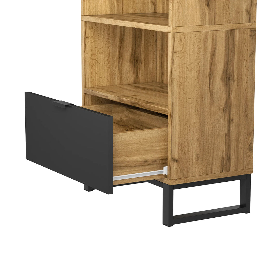 Armoire Penderie Bois à Tiroir Noir et Niche Ouverte, vue 5 sur 6