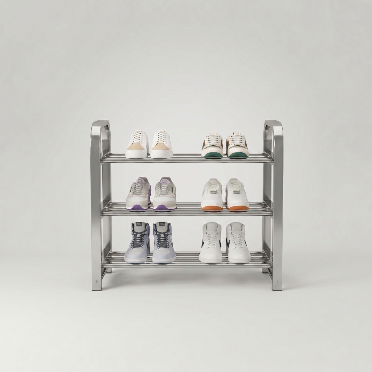 Meuble à Chaussures Argent Acier Plateaux Ajourés, vue 4 sur 4