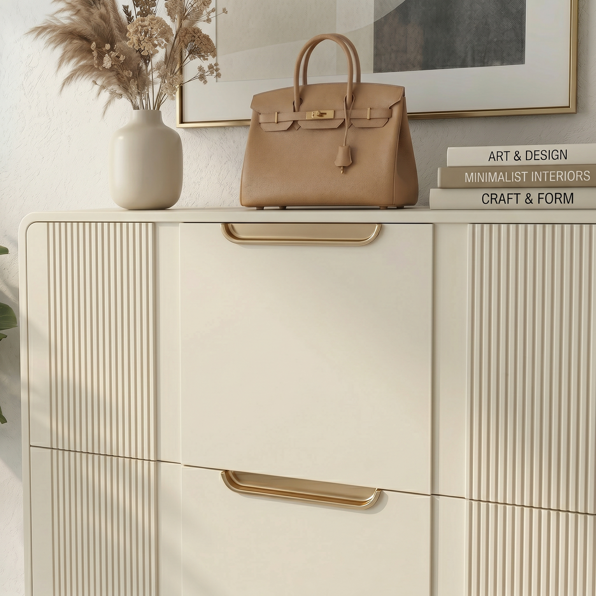 Meuble à Chaussures Beige Abattants Console, vue 3 sur 4