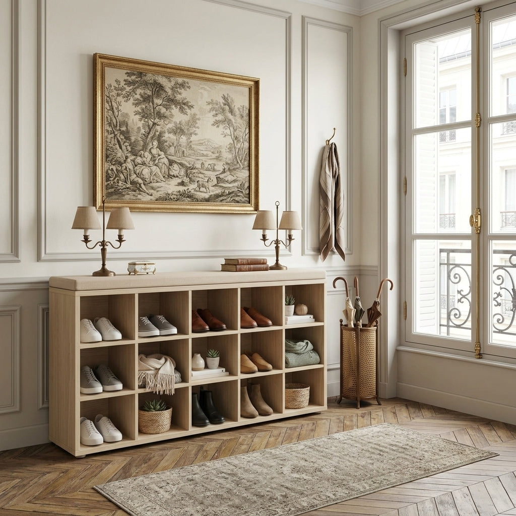 Meuble à Chaussures Beige Banc, vue 1 sur 4