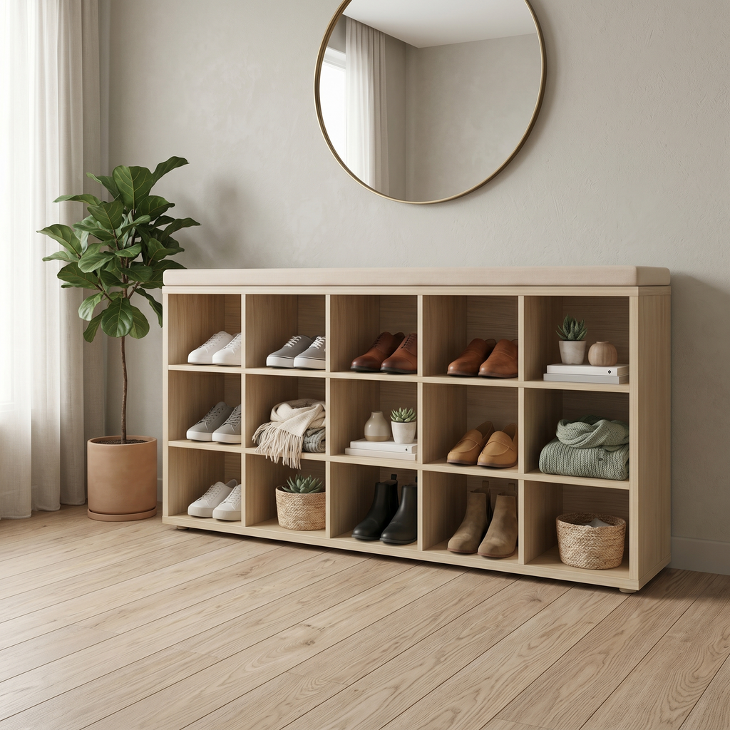 Meuble à Chaussures Beige Banc, vue 2 sur 4