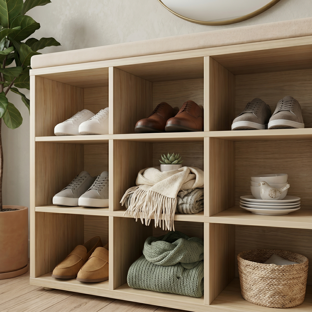 Meuble à Chaussures Beige Banc, vue 3 sur 4