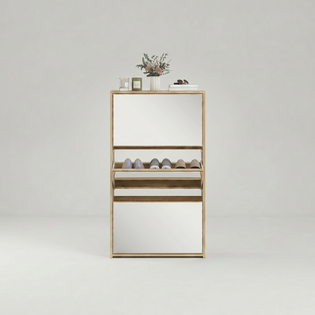 Meuble à Chaussures Beige Bois Miroir, vue 4 sur 4