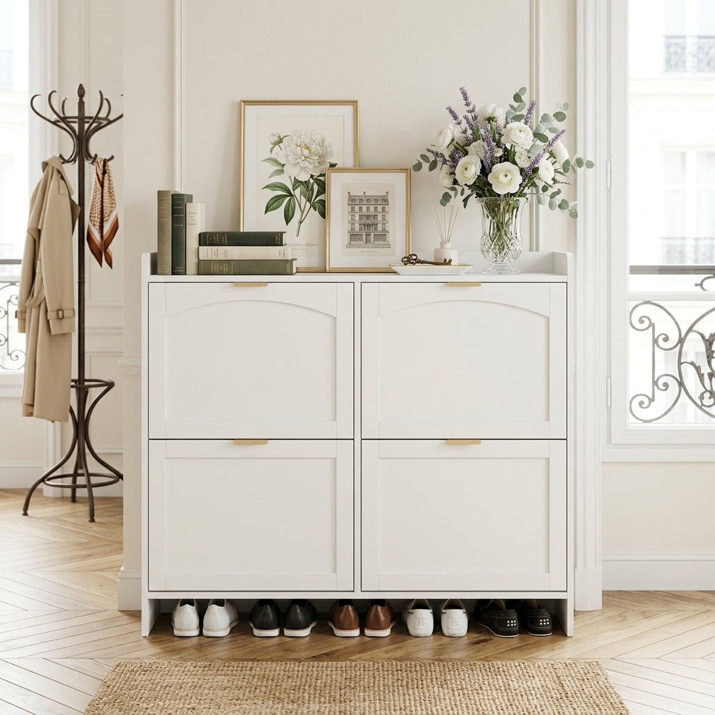 Meuble à Chaussures Blanc Abattants Basculants, vue 1 sur 5