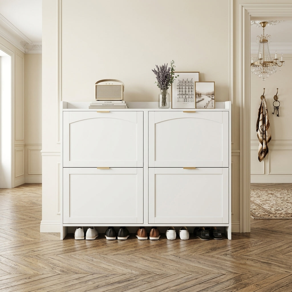 Meuble à Chaussures Blanc Abattants Basculants, vue 2 sur 5