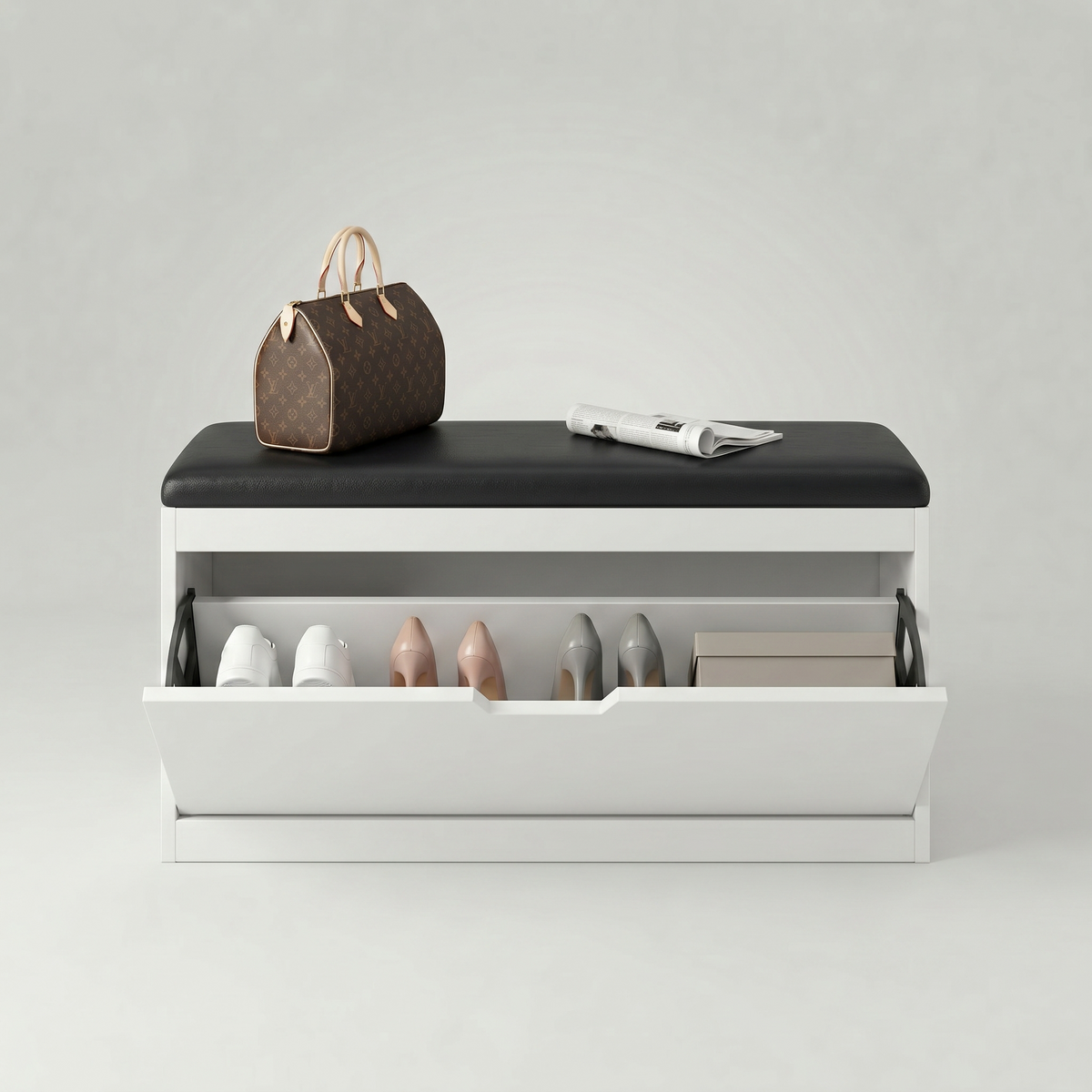 Meuble à Chaussures Blanc Banc et Tiroir Basculant, vue 4 sur 4