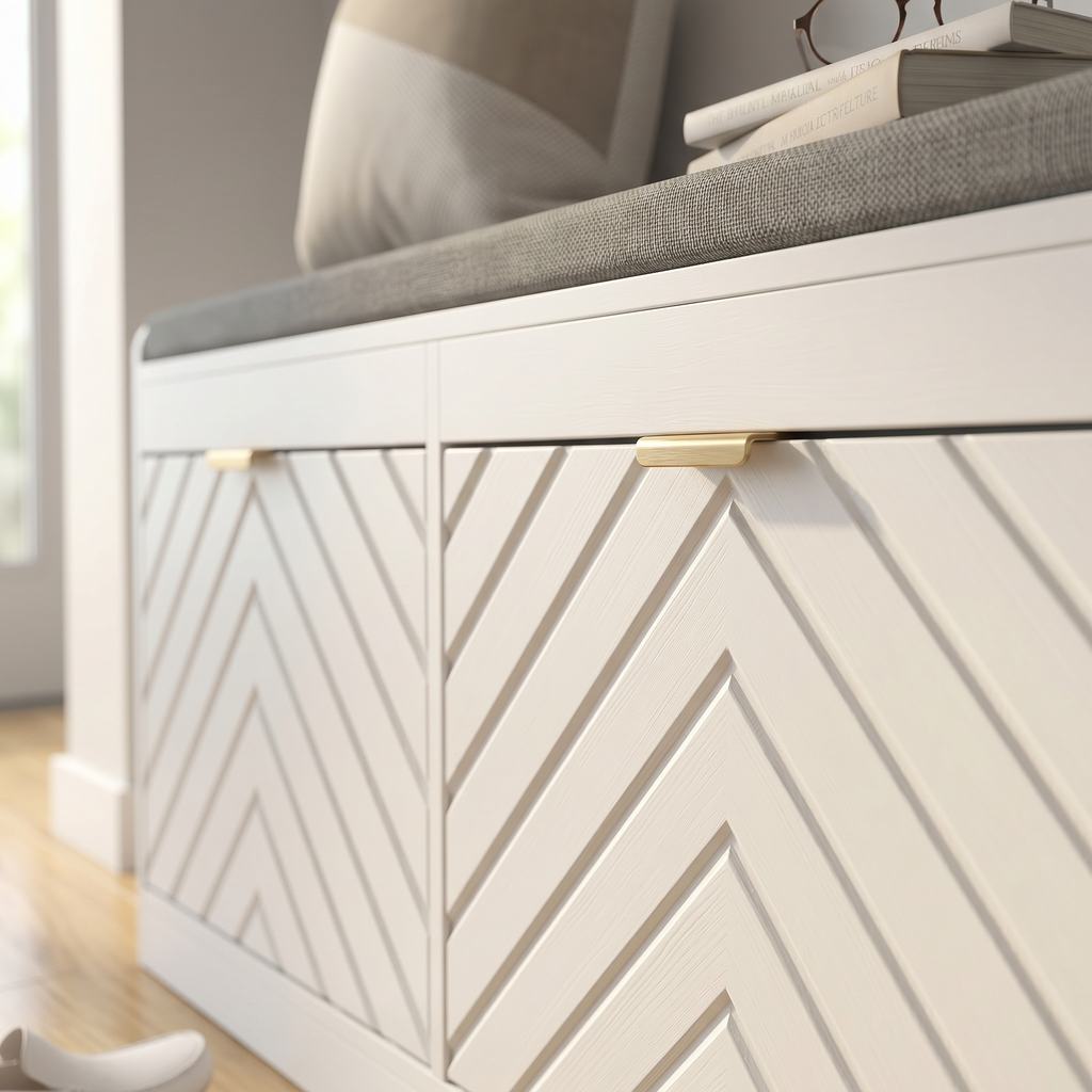 Meuble à Chaussures Blanc Banc Tiroirs, vue 4 sur 5
