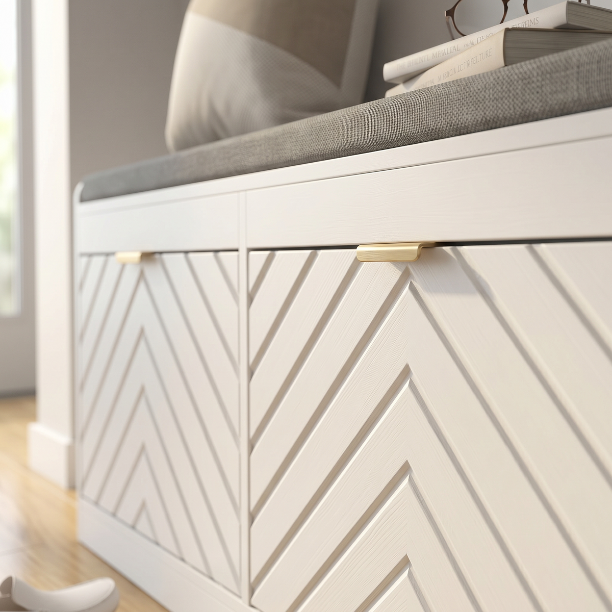 Meuble à Chaussures Blanc Banc Tiroirs, vue 4 sur 5
