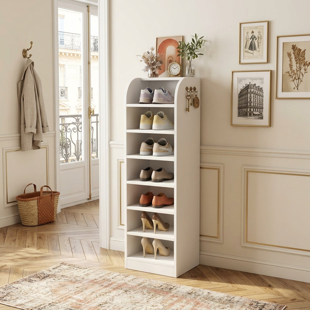 Meuble à Chaussures Blanc Colonne Niches, vue 1 sur 4