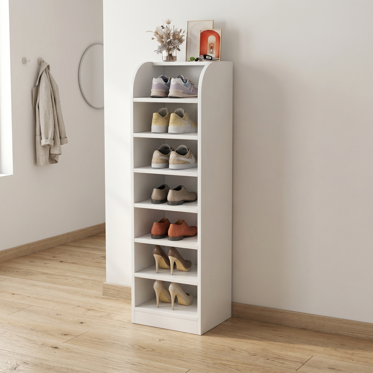 Meuble à Chaussures Blanc Colonne Niches, vue 2 sur 4