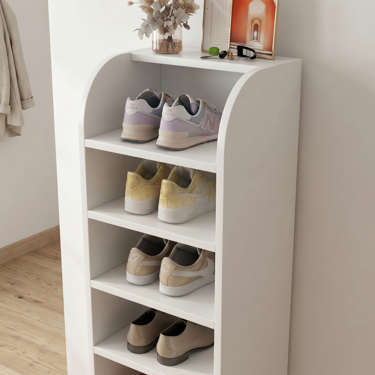 Meuble à Chaussures Blanc Colonne Niches, vue 3 sur 4