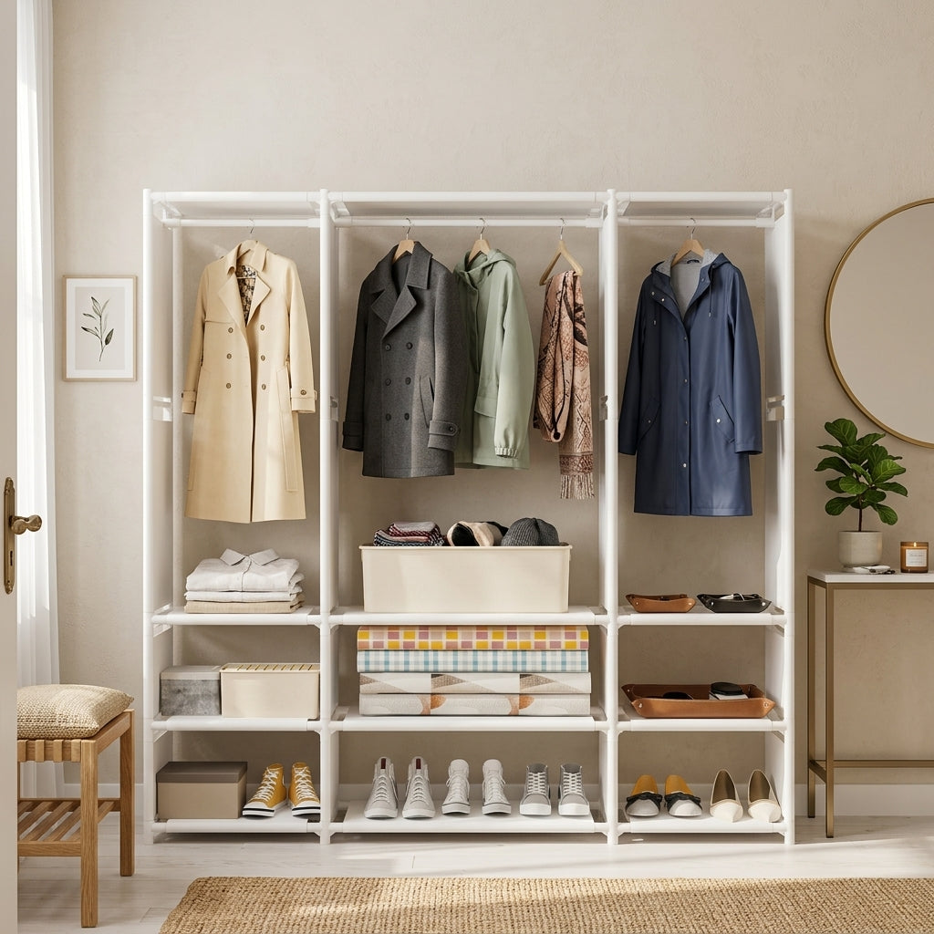 Meuble à Chaussures Blanc Étagère Triple, vue 3 sur 4