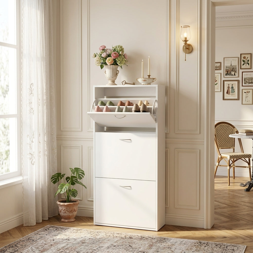 Meuble à Chaussures Blanc Étagères Ouvertes, vue 1 sur 4