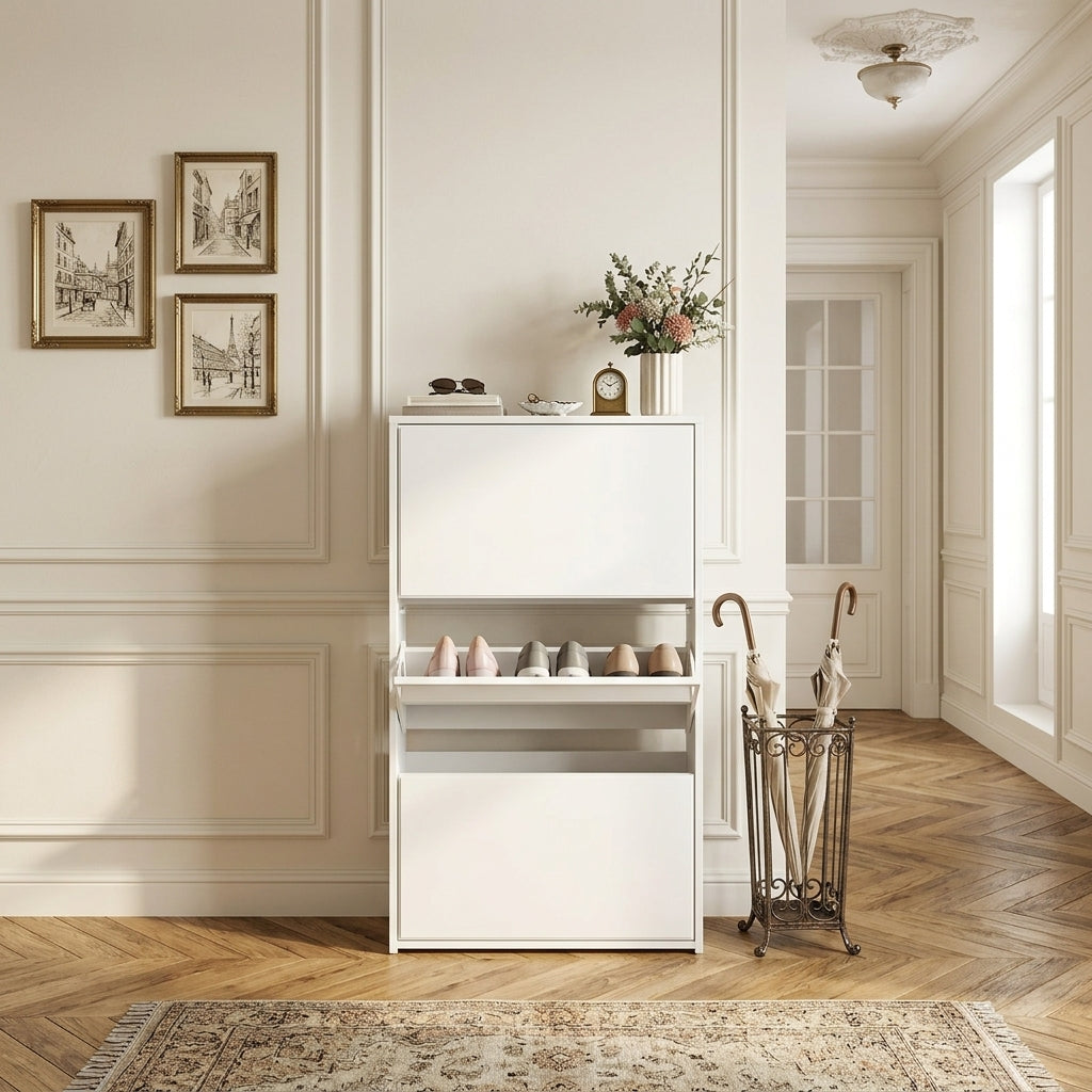 Meuble à Chaussures Blanc Miroir, vue 1 sur 4