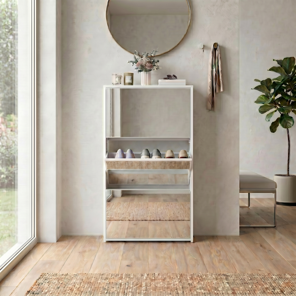 Meuble à Chaussures Blanc Miroir, vue 2 sur 4