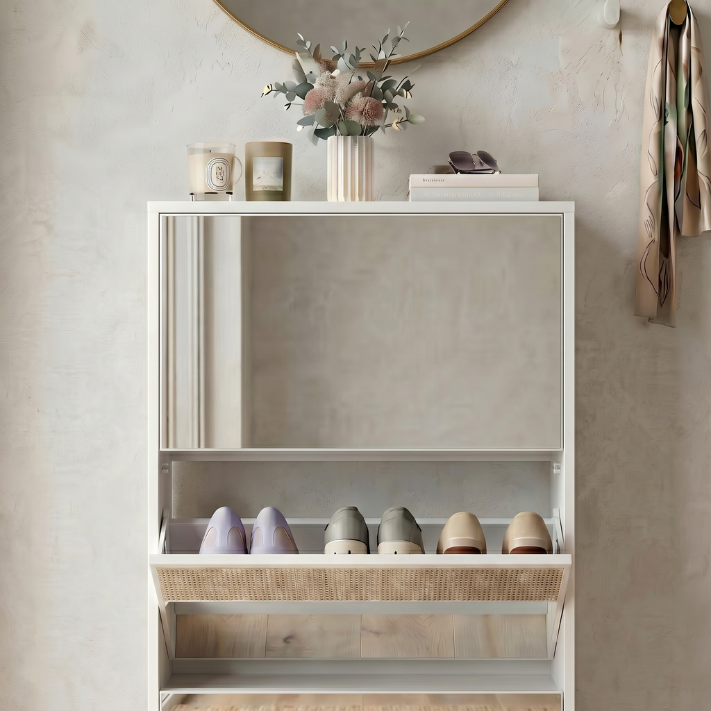 Meuble à Chaussures Blanc Miroir, vue 3 sur 4