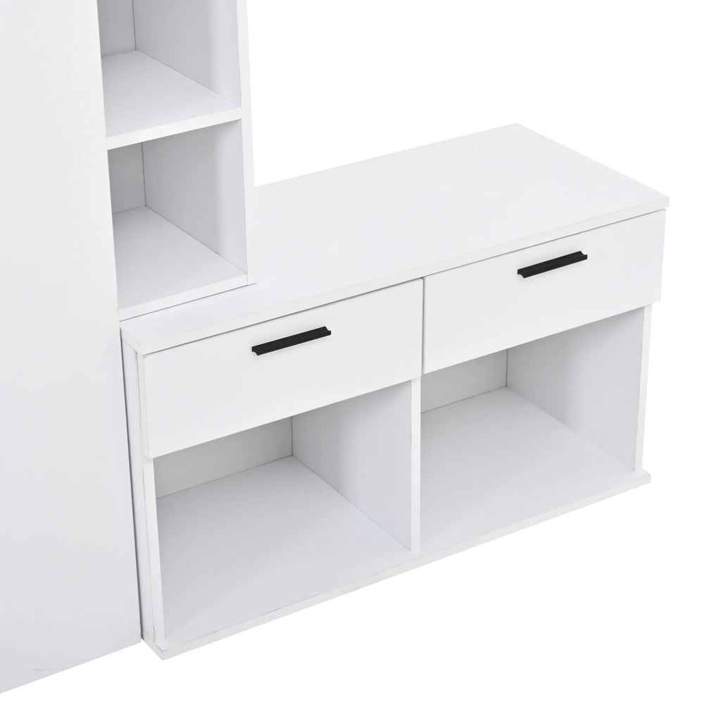 Meuble à Chaussures Blanc Miroir Tiroirs et Crochets, vue 5 sur 7
