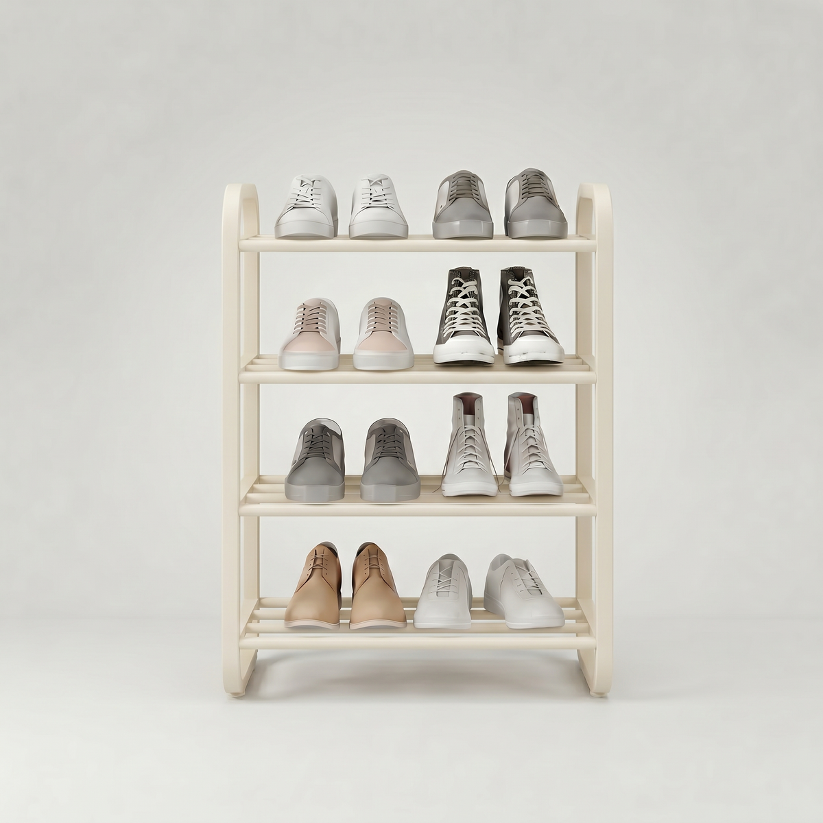 Meuble à Chaussures Blanc Plateaux et Cadre Courbé, vue 4 sur 4
