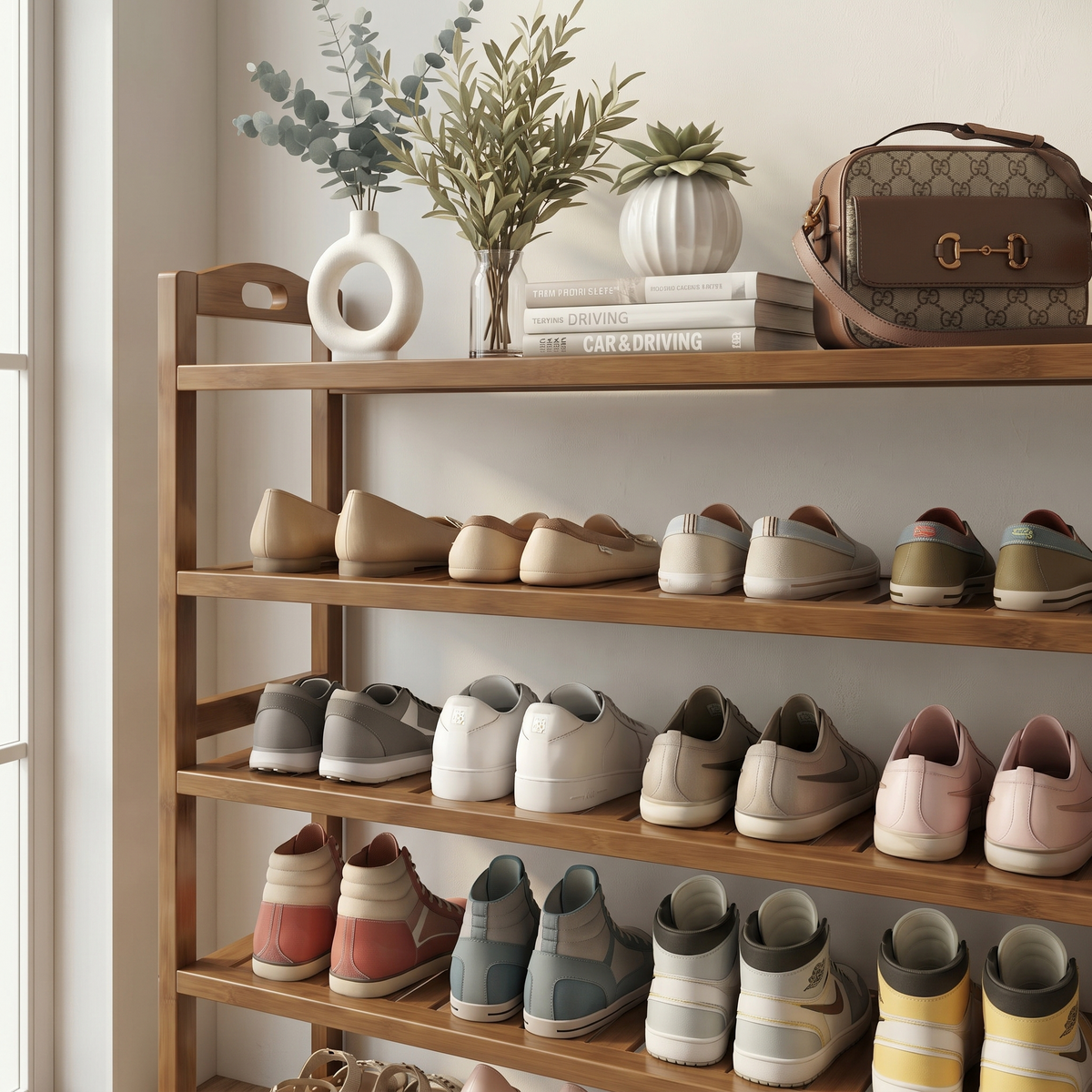 Meuble à Chaussures Bois Foncé, vue 3 sur 4