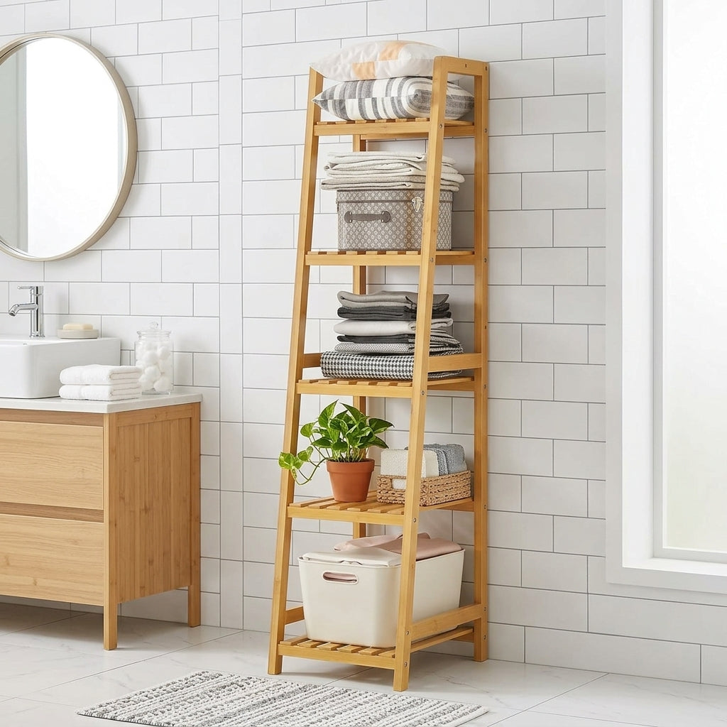 Meuble à Chaussures Clair Bois Étagères Salle de Bain, vue 1 sur 4