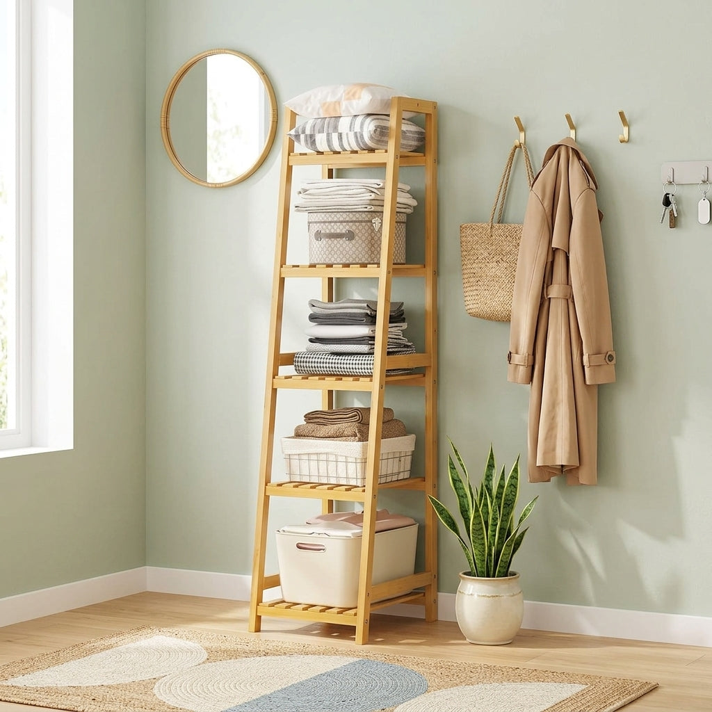 Meuble à Chaussures Clair Bois Étagères Salle de Bain, vue 3 sur 4