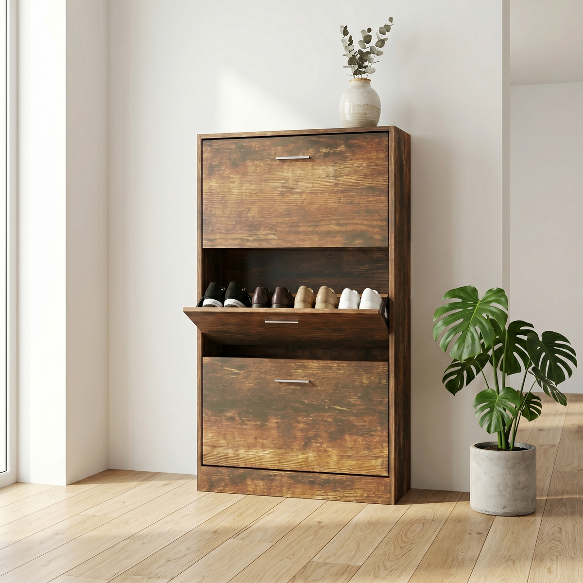Meuble à Chaussures Foncé Chêne, vue 2 sur 4