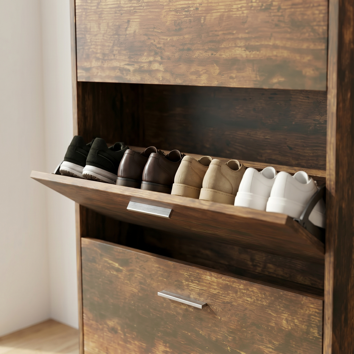 Meuble à Chaussures Foncé Chêne, vue 3 sur 4