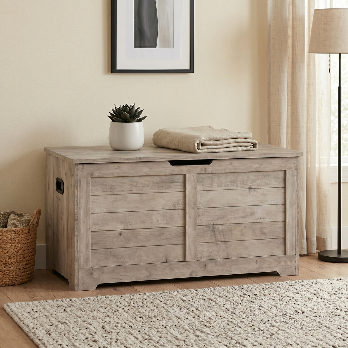 Meuble à Chaussures Gris Banc Coffre, vue 3 sur 5
