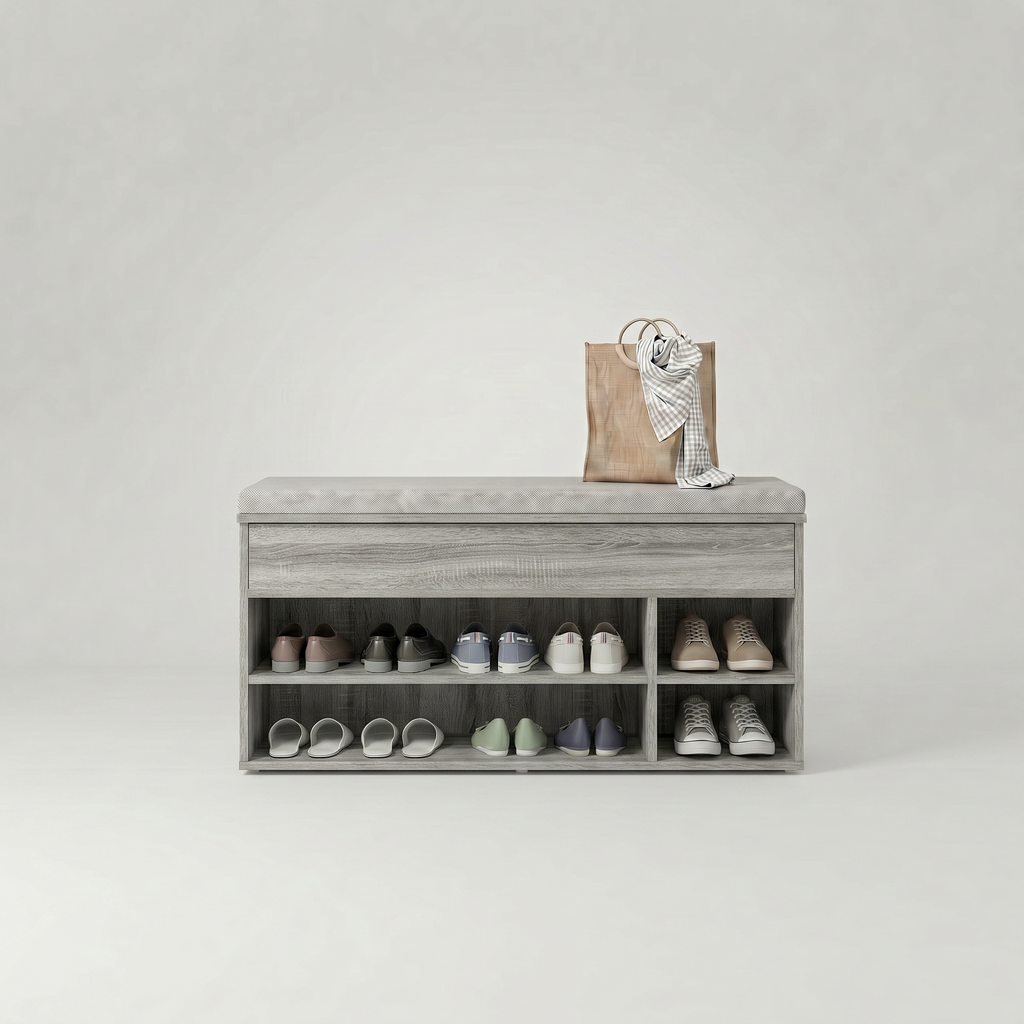 Meuble à Chaussures Gris Bois Banc Bas, vue 5 sur 5