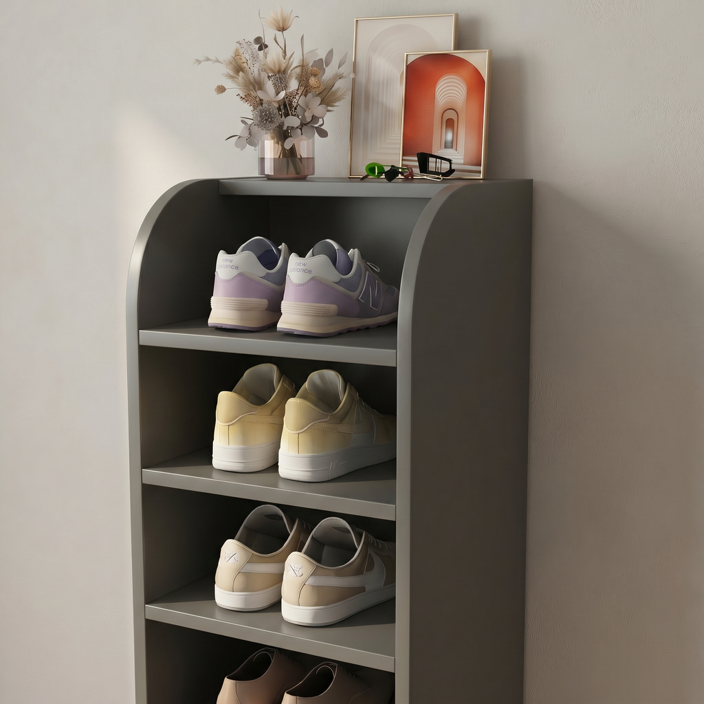 Meuble à Chaussures Gris Colonne Niches, vue 3 sur 4