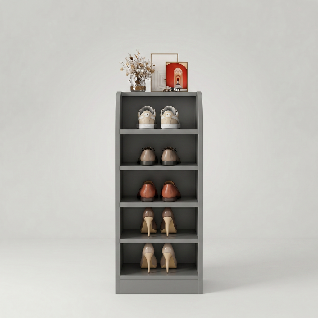 Meuble à Chaussures Gris Niches Ouvertes, vue 4 sur 4