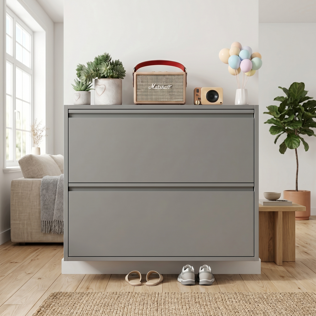 Meuble à Chaussures Gris Suspendu, vue 2 sur 4