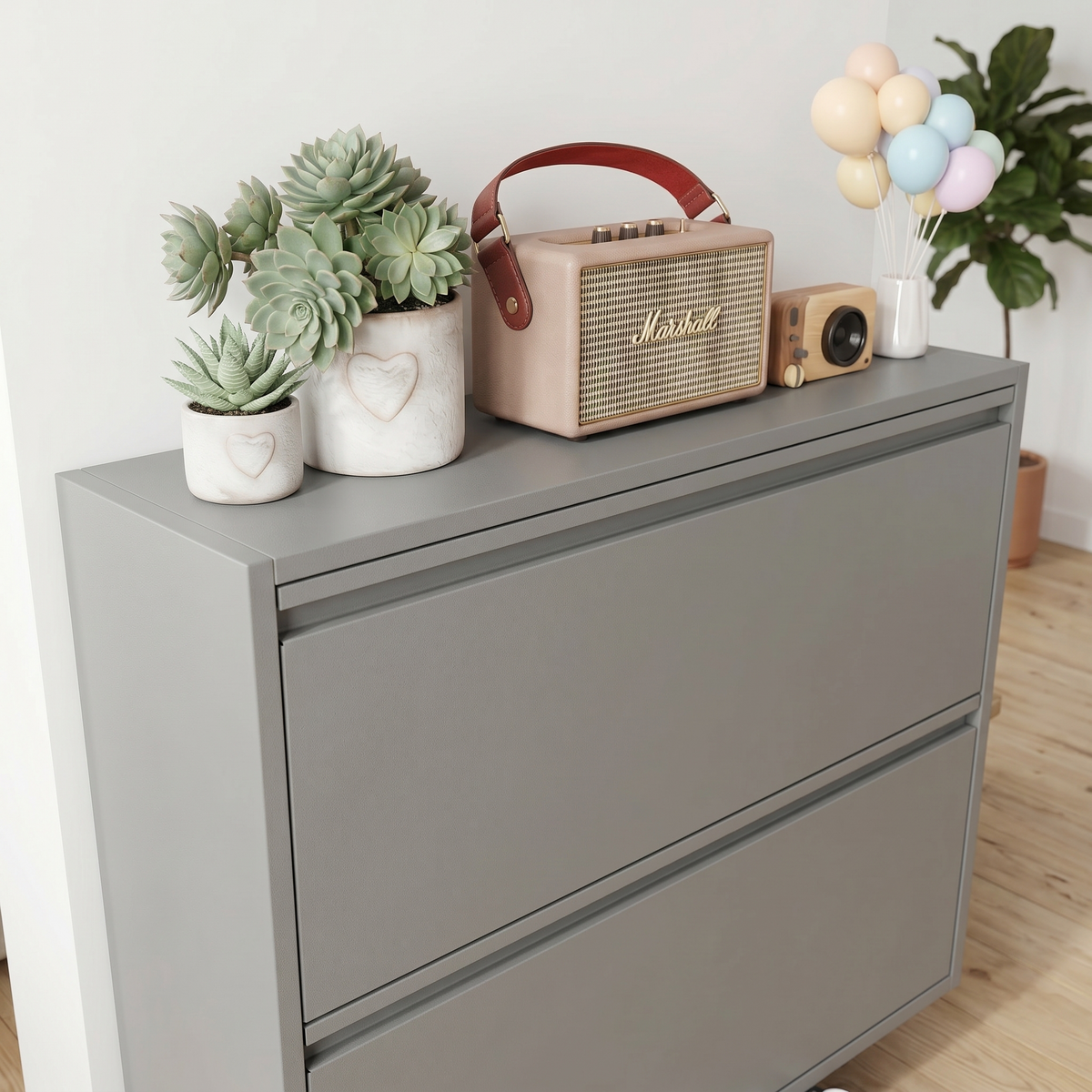 Meuble à Chaussures Gris Suspendu, vue 3 sur 4