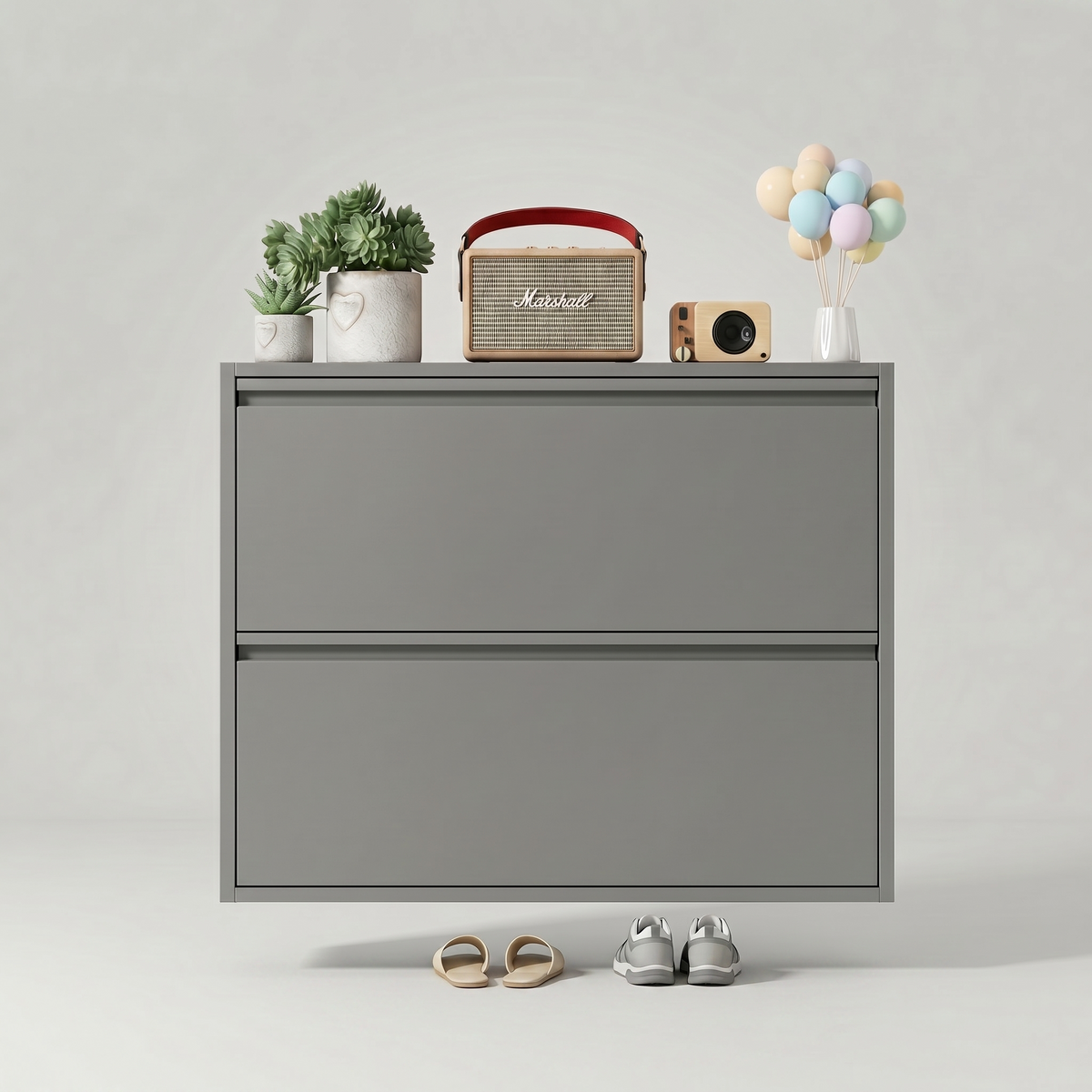 Meuble à Chaussures Gris Suspendu, vue 4 sur 4