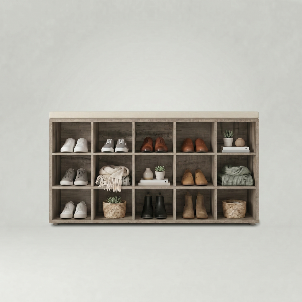 Meuble à Chaussures Marron Banc Niches, vue 4 sur 4