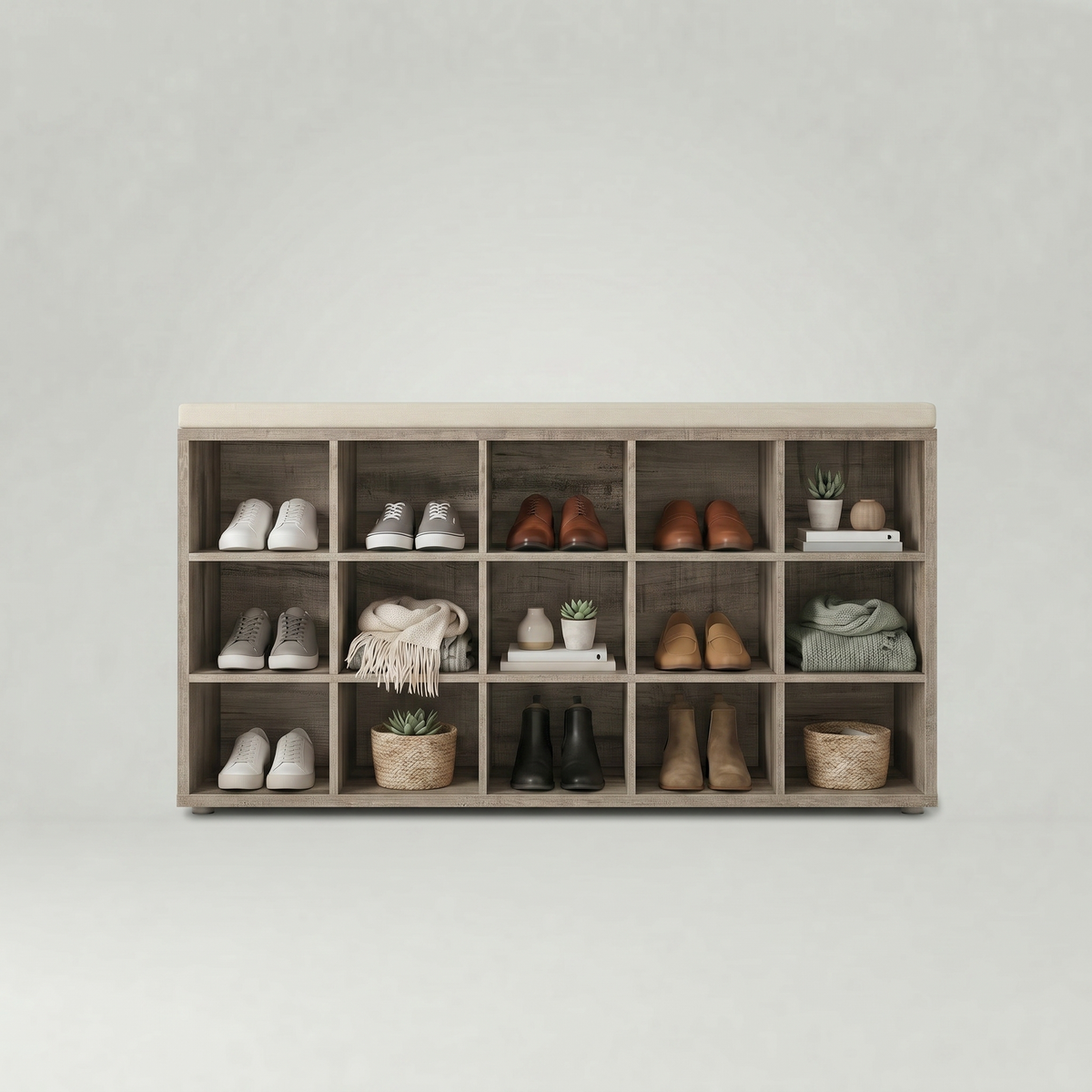 Meuble à Chaussures Marron Banc Niches, vue 4 sur 4