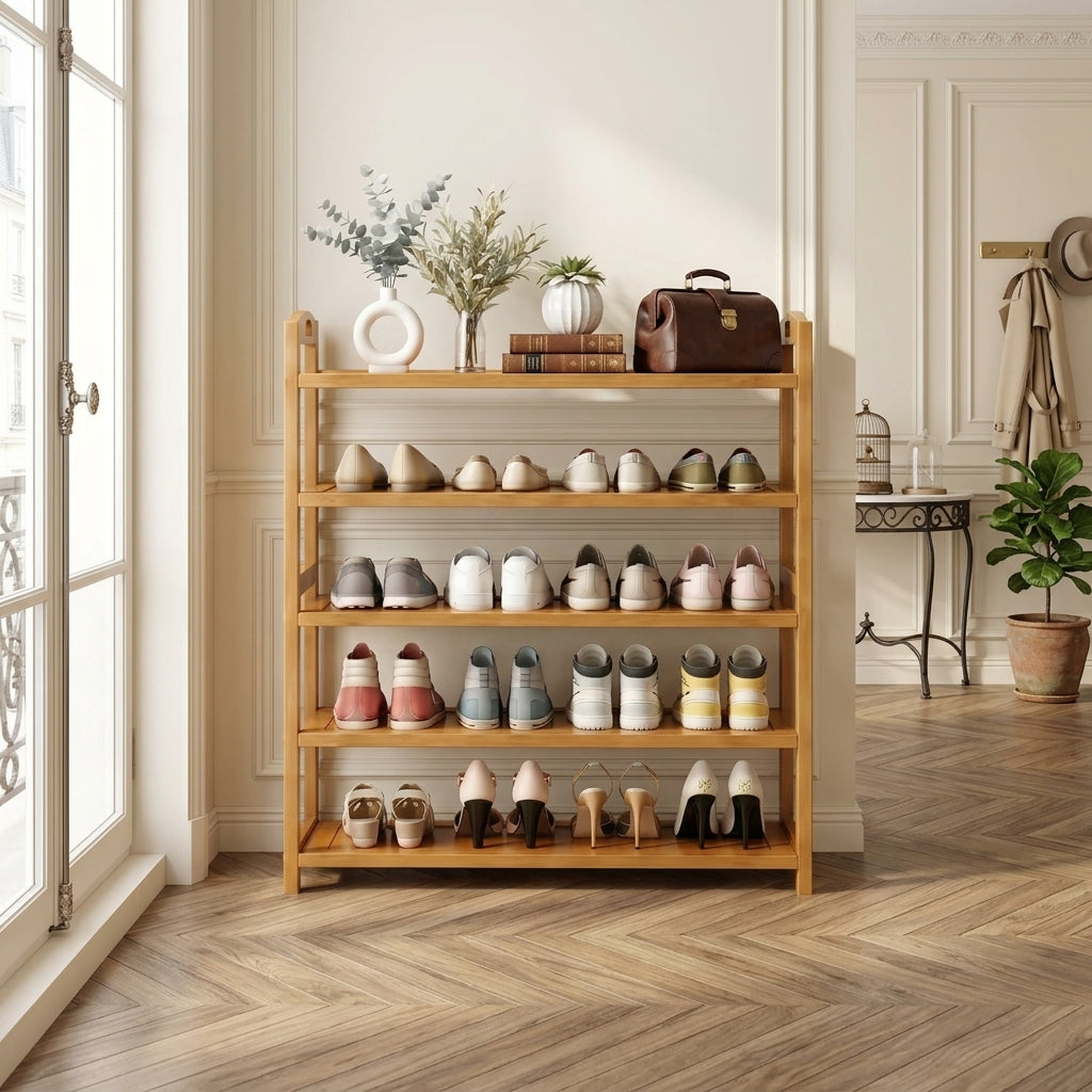 Meuble à Chaussures Marron Bois Étagères, vue 1 sur 4