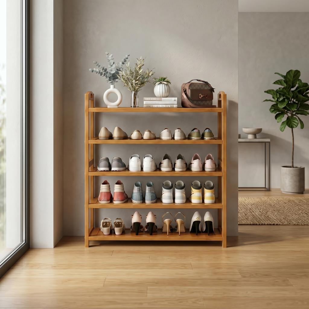 Meuble à Chaussures Marron Bois Étagères, vue 2 sur 4