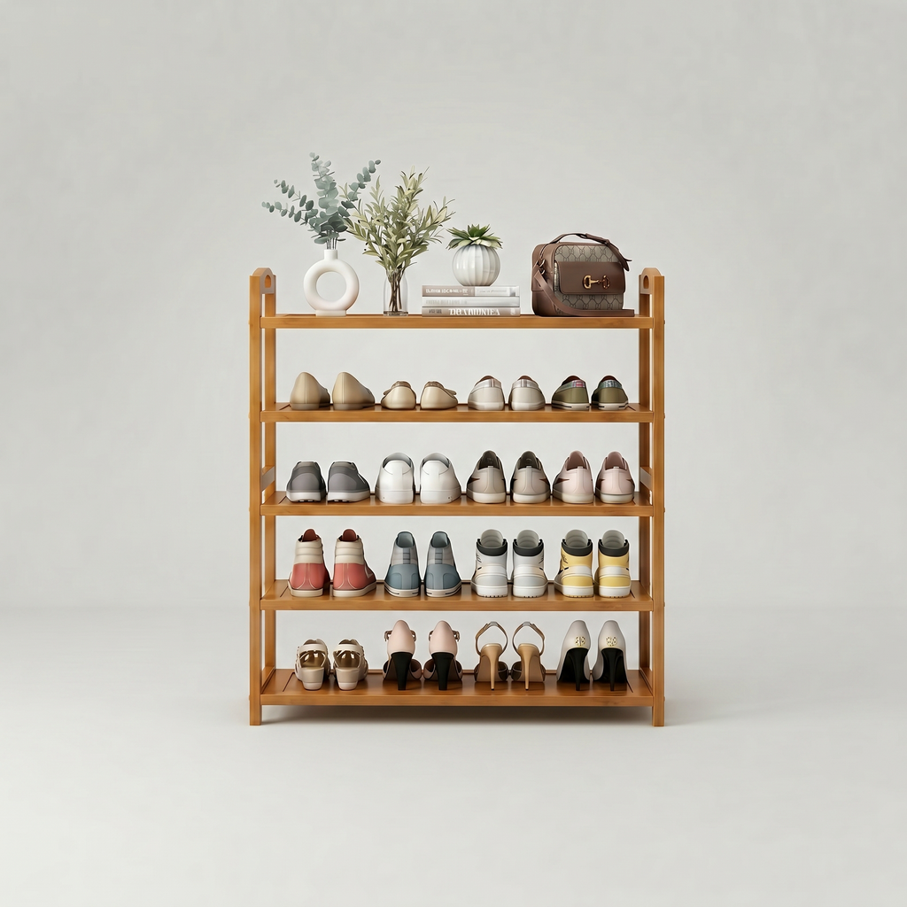 Meuble à Chaussures Marron Bois Étagères, vue 4 sur 4