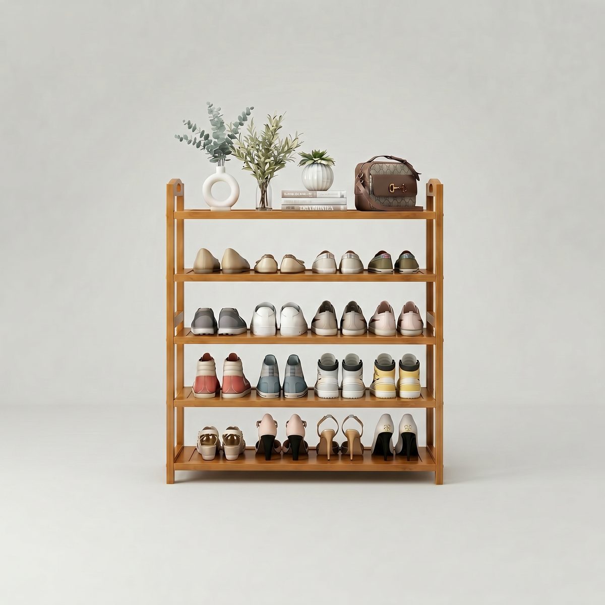Meuble à Chaussures Marron Bois Étagères, vue 4 sur 4