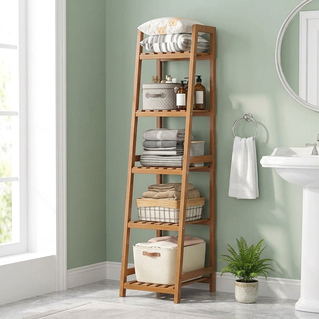 Meuble à Chaussures Marron Bois Étagères Salle de Bain, vue 3 sur 5