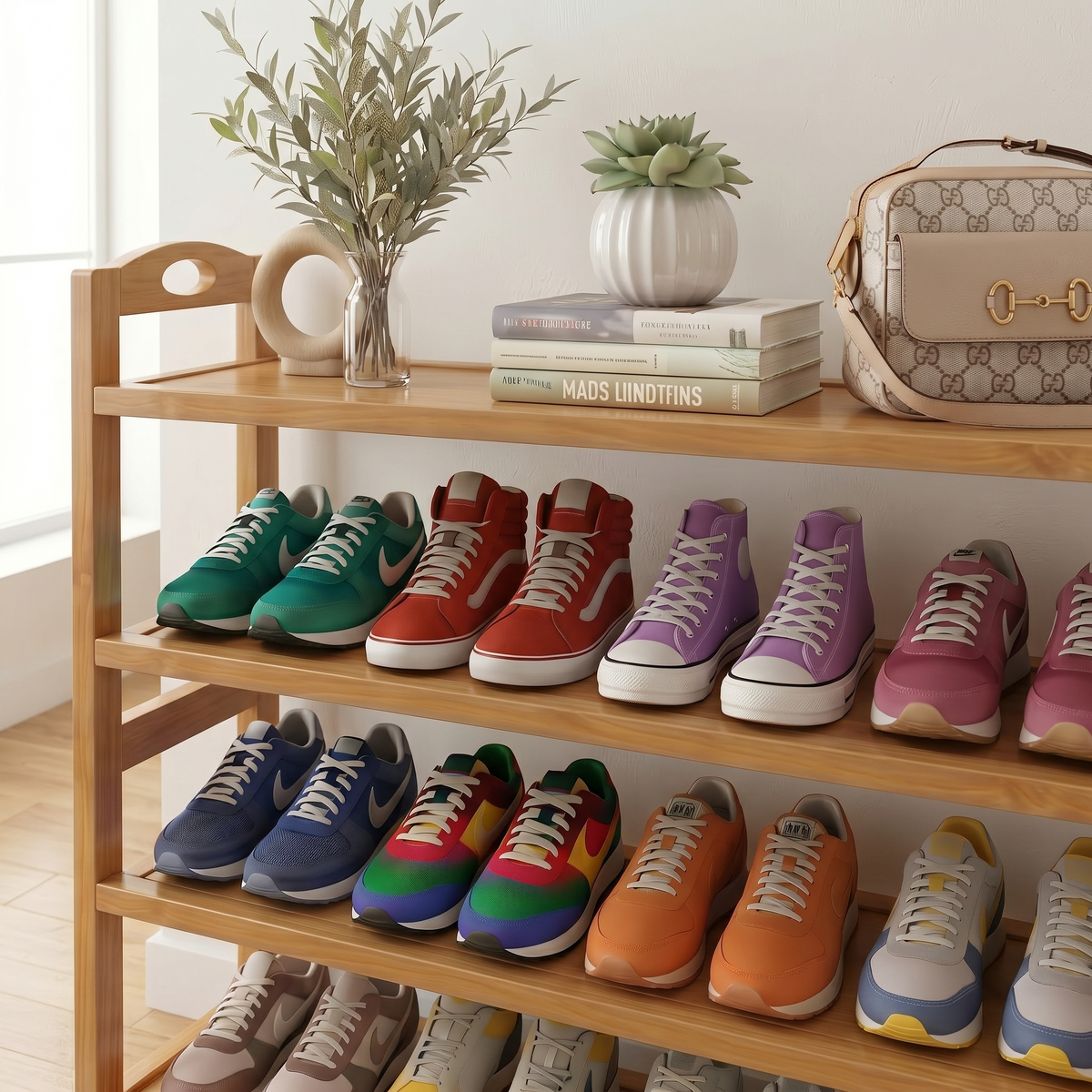Meuble à Chaussures Marron Bois Ouvert, vue 3 sur 4