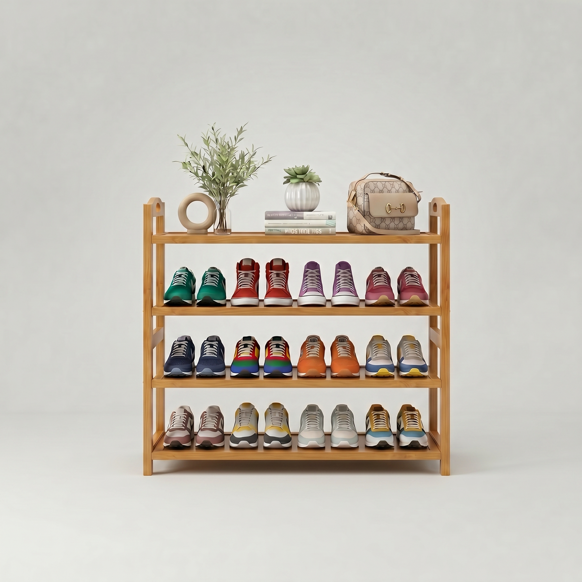Meuble à Chaussures Marron Bois Ouvert, vue 4 sur 4