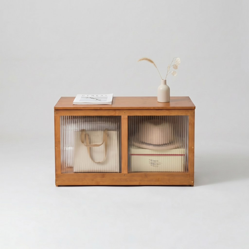 Meuble à Chaussures Marron Portes Vitrées, vue 4 sur 4