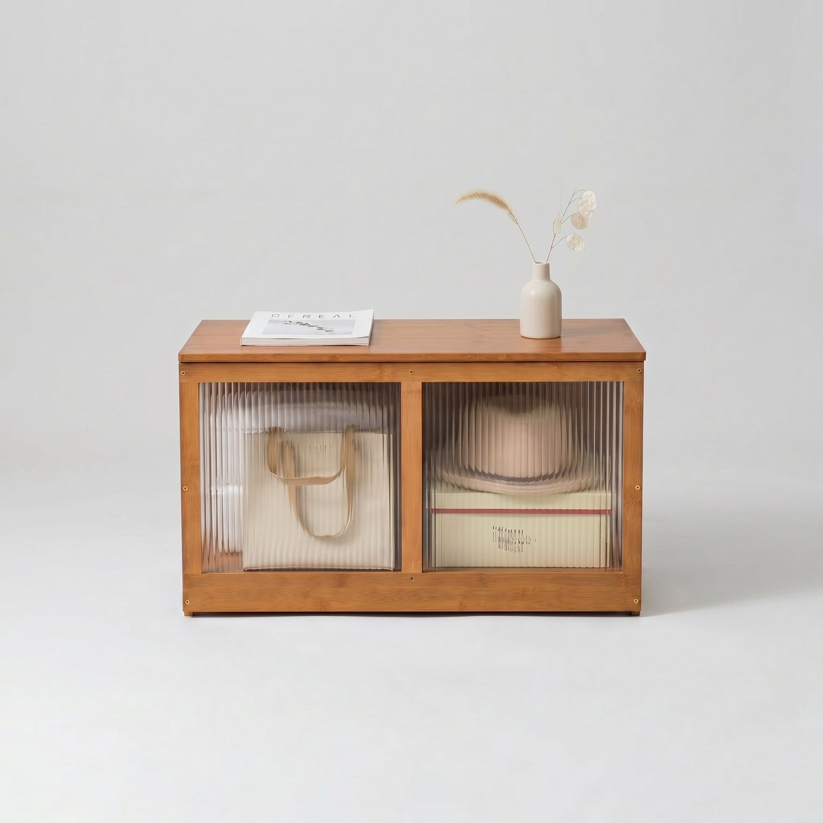 Meuble à Chaussures Marron Portes Vitrées, vue 4 sur 4