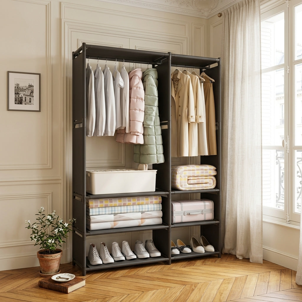 Meuble à Chaussures Noir Étagère Double, vue 1 sur 5