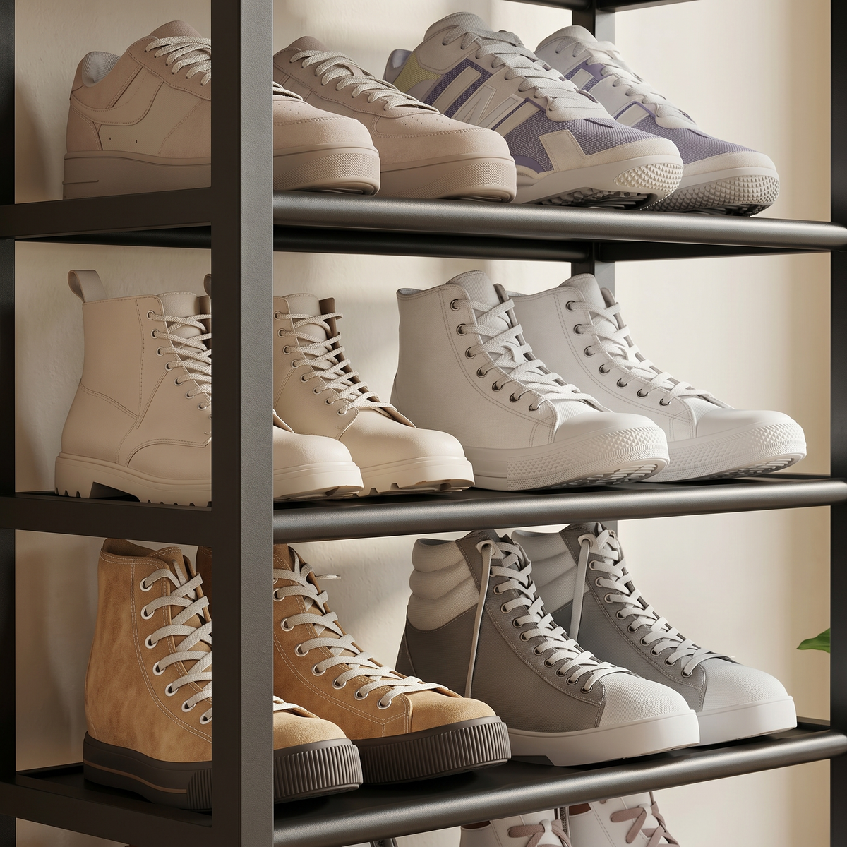 Meuble à Chaussures Noir Métal Colonne, vue 2 sur 4