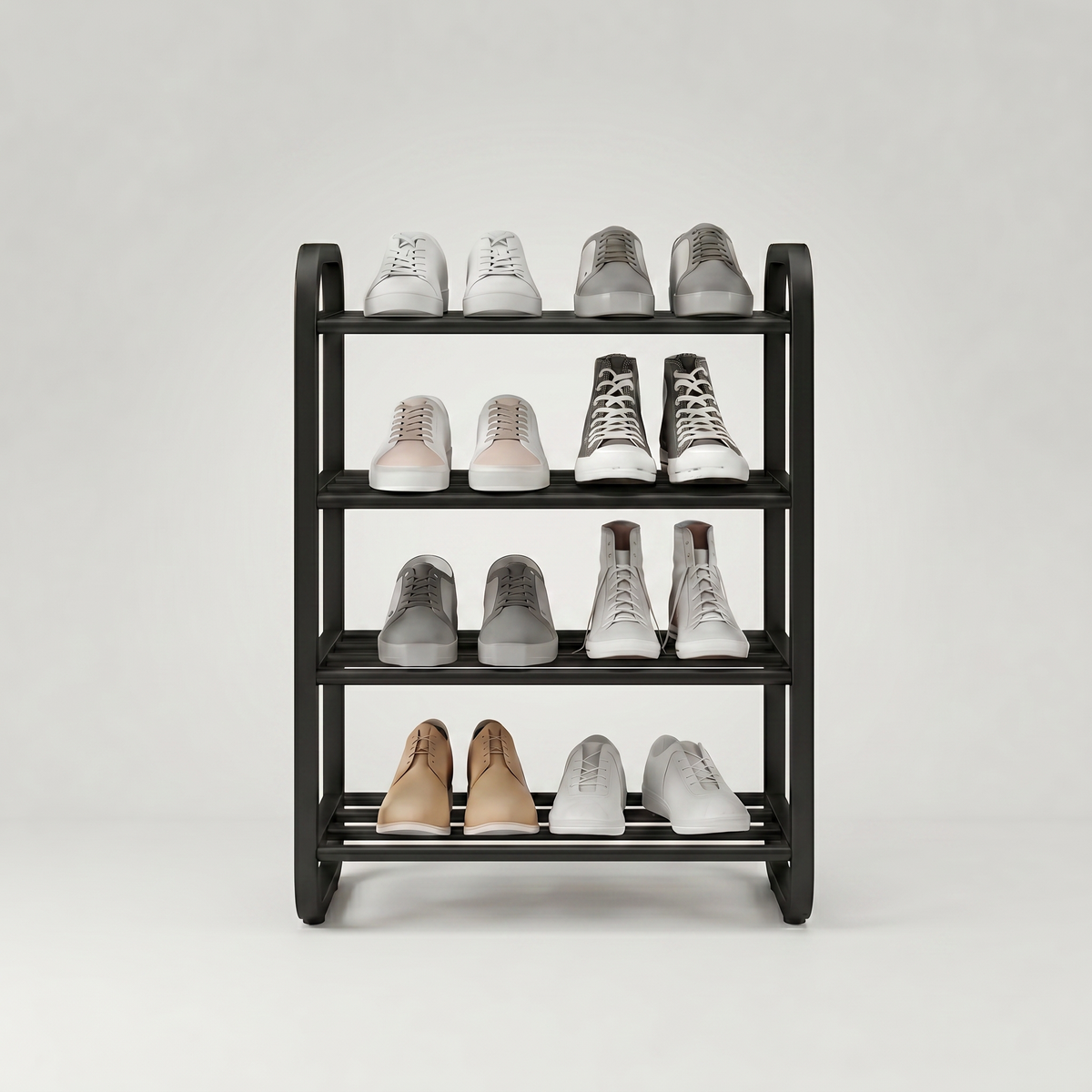 Meuble à Chaussures Noir Métal Étagères, vue 4 sur 4