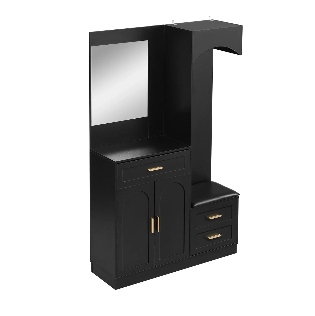 Meuble à Chaussures Noir Miroir Penderie et Banc, vue 3 sur 7