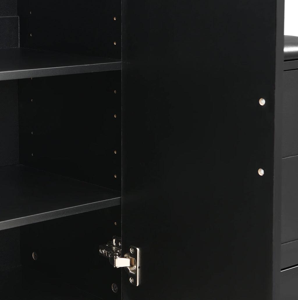 Meuble à Chaussures Noir Miroir Penderie et Banc, vue 4 sur 7